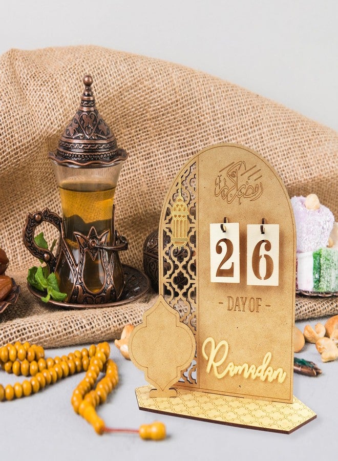 زينة خشبية لتقويم رمضان، عد تنازلي لمدة 30 يومًا حتى عيد الفطر، هدية للأطفال - Image 5